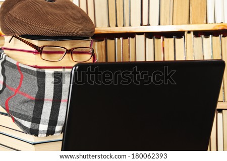 Unusual portrait of man with computer