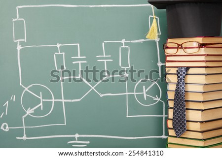 Teacher of electronics, funny education concept