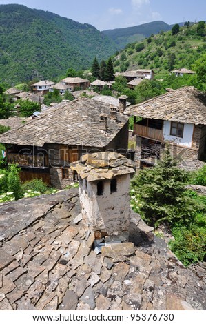 old architecture with  chimneys in the mountain