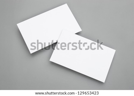 Blank Business Cards On Grey Background