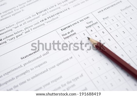 customer service satisfaction survey form close up
