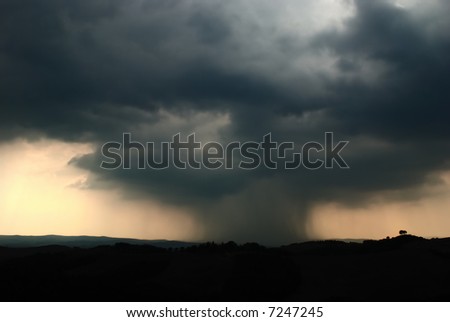 Thunderstorm in a Tuscany landscape