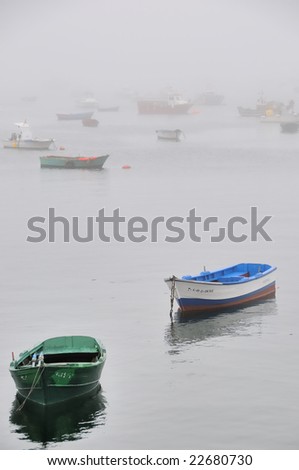 Port with fishing boats in morning mood