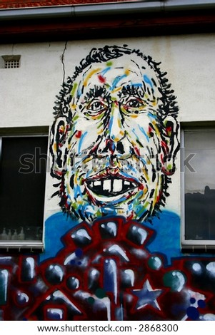 Happy man, street graffiti art in Melbourne 3