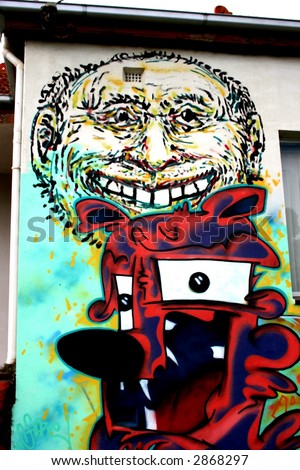 Happy man, street graffiti art in Melbourne