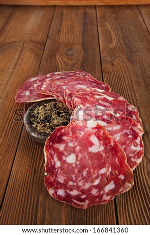 french salami with black peppercorn and fennel spices