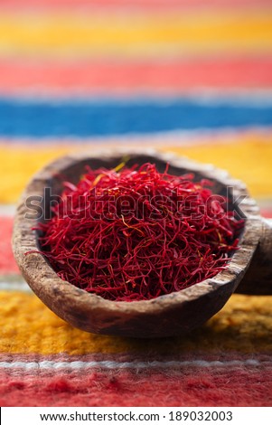 saffron spice in morocco souk, closeup, shallow dof