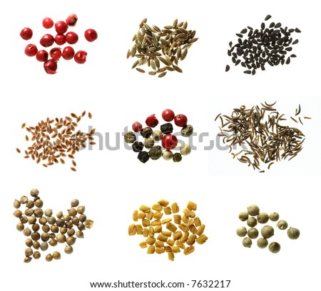 Stock Free Images on Seeds  White Coriander  Fenugreek  Green Peppercorns   Stock Photo