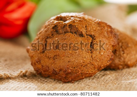 soft ginger cookies on hessian backdrop, shallow dof