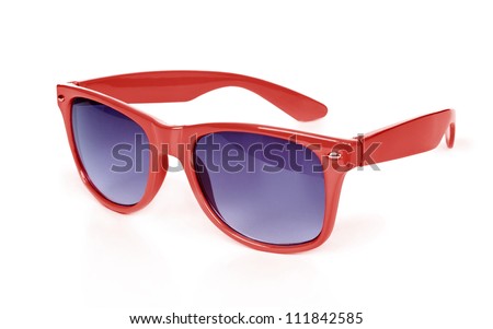 Women\'s red sunglasses isolated on white