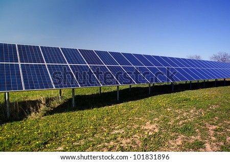 Big solar panel in outdoor solar power plant
