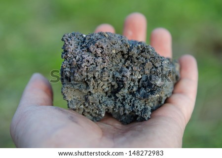 Piece of crude pig iron made in historic furnace