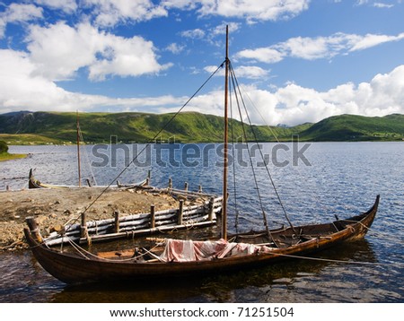 Viking war ship in the dock