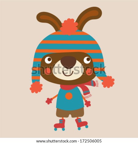 Cute animal skating Vector illustration Cute animal skating Vector illustration