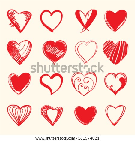 Set of hand draw hearts vector illustration Set of hand draw hearts vector illustration