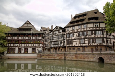 Strasbourg, France - May 08, 2014: Timber framing houses of district \