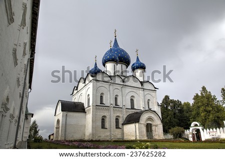 Suzdal, Russia - August 31, 2014: View of Suzdal Kremlin: - Cathedral of the Nativity of the Virgin. Suzdal, Golden Ring of Russia.