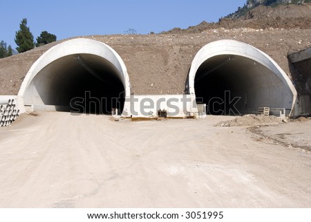 parallel highway tunnels under construction
