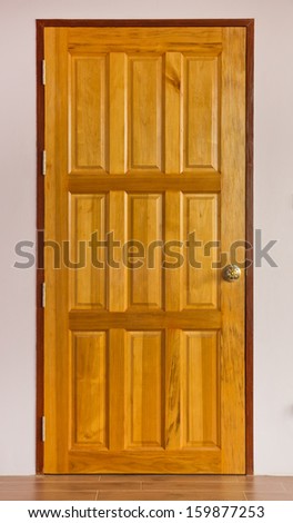 actual installation wooden door within the home