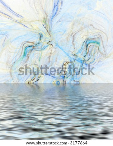 blue lightning flooded fractal background