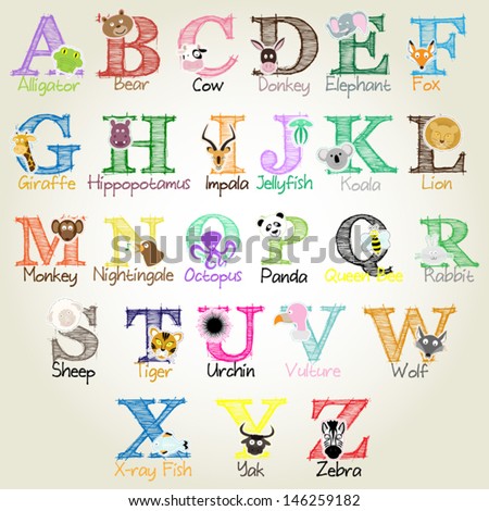 Animal Alphabet Vector Illustration EPS10 Animal Alphabet Vector Illustration EPS10