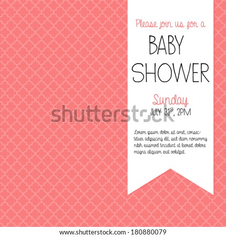 Coral Baby Shower Invitation for a baby girl vector illustration EPS10 Coral Baby Shower Invitation for a baby girl vector illustration EPS10