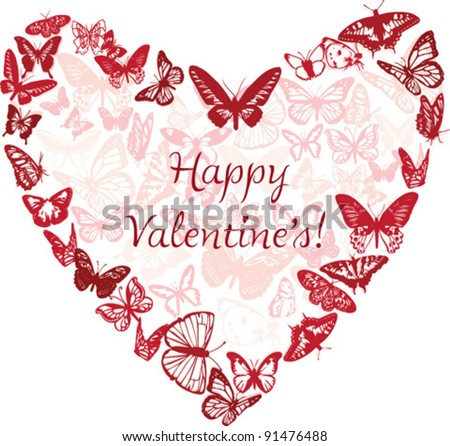 Valentine'S Day Card - Butterfly Heart Stock Vector 91476488 ...