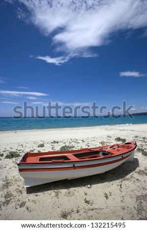 Summer in Greece. Boat on the beach