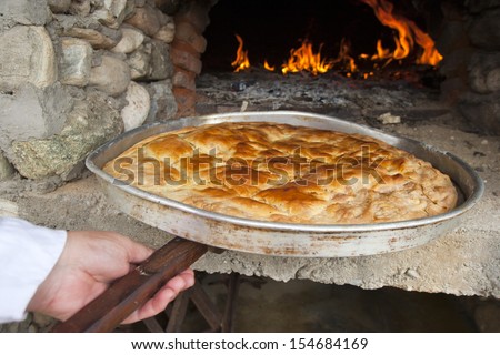Traditional stone oven baked cheese pie