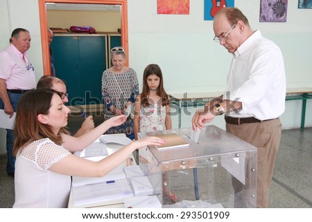 GREECE, Thessaloniki JULY 5, 2015: Greek referendum. Greeks are voting in a crucial referendum to decide whether to accept the creditorsâ?? terms or not.