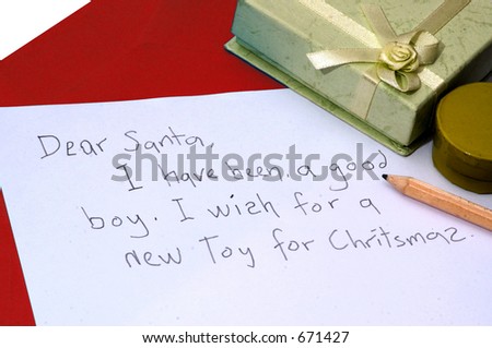 A dear santa letter written by a child for Christmas