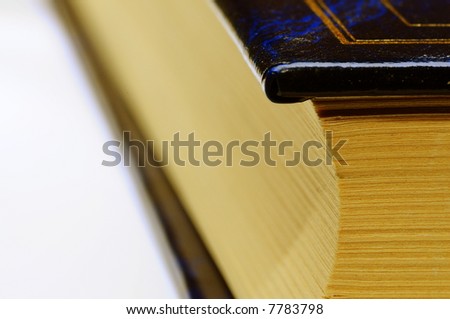 Leather covered book detail close up