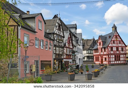 typical square in Cochem village, Germany