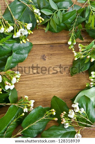 Frame made from flowers and leaves