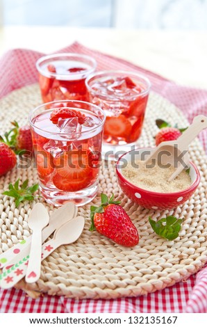 Homemade lemonade with strawberries