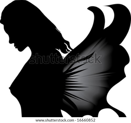 Beautiful Woman With Butterfly Wing Stock Vector Illustration 16660852