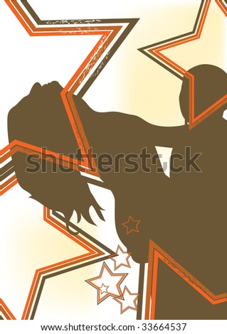 retro background with star ,man and woman illustration