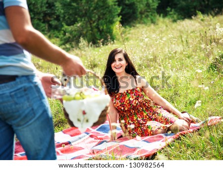 Happy Couple Having Romantic Picnic
