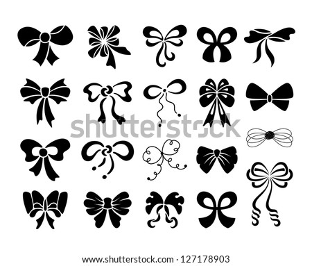 Set of graphical decorative bows Set of graphical decorative bows