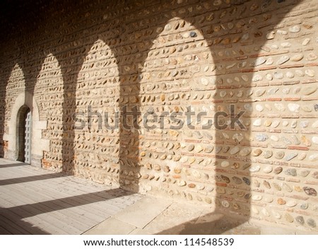 Shadows inside Palace of the Kings of Majorca in Perpignan, France.