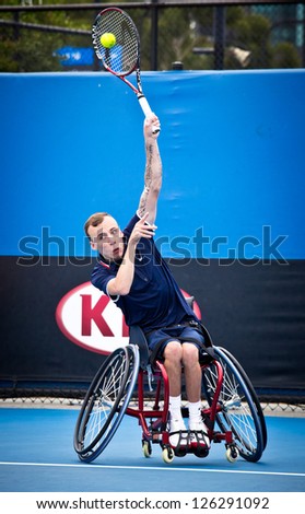 MELBOURNE - JANUARY 26: Andrew Lapthorne of Great Britain - runner-up in  Quad Wheelchair Singles title over at the 2013 Australian Open on January 26, 2013 in Melbourne, Australia.
