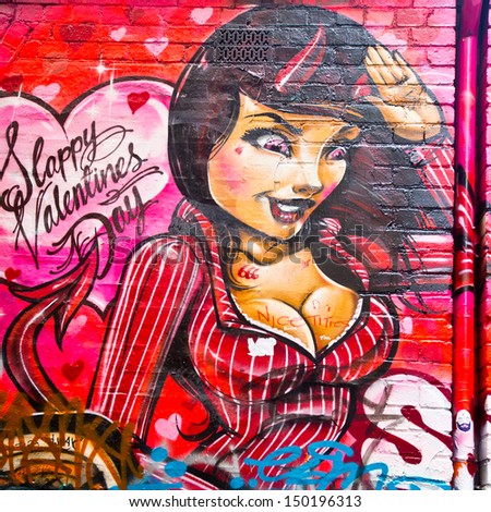 MELBOURNE - AUG 14: Street art by unidentified artist. Melbourne\'s graffiti management plan recognises the importance of street art in a vibrant urban culture - August 14, 2013 in Melbourne, Australia