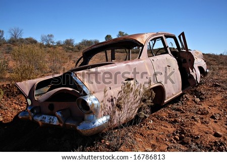 stock photo Old Abandoned car in the Outback