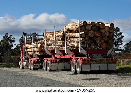 Long logging truck in Tasmania