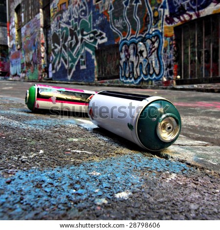 Spray cans in a Graffiti Alley in Melbourne, Australia