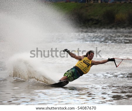 MELBOURNE, AUSTRALIA - MARCH 8: Marcus Brown in the slalom event at the Moomba Masters on March 8, 2010 in Melbourne, Australia