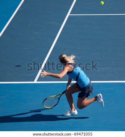 MELBOURNE - JANUARY 20:Klara Zakopalova of the Czech Republic in her second round loss to Lucie Safarova in the 2011 Australian Open - January 20, 2011 in Melbourn