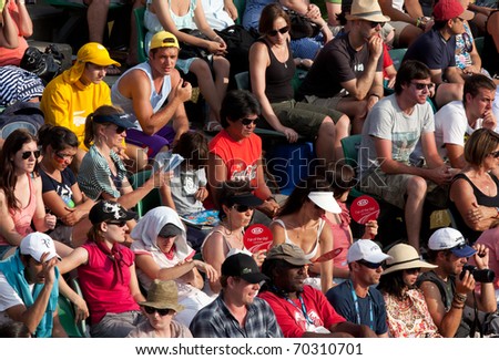 MELBOURNE, AUSTRALIA - JANUARY 23: Crowd at the Australian Open, January 23, 2011 in Melbourne, Australia