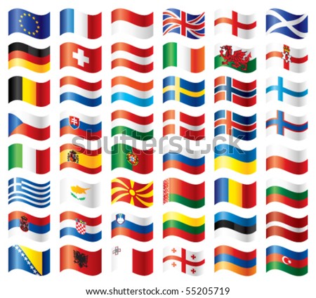 flags of europe. Wavy flags set - Europe.