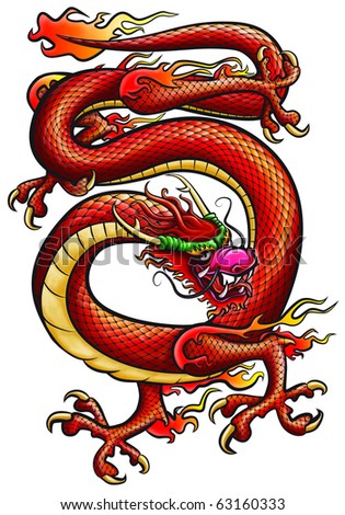 Original artwork inspired with traditional Chinese and Japanese dragon